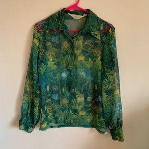Vintage sheer Jones New York jungle print blouse